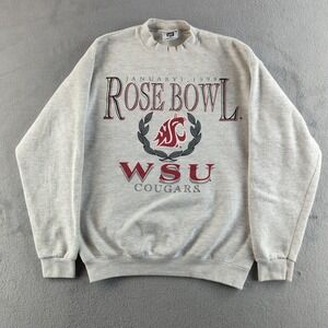 Vintage 90s WSU Cougars Sweatshirt Mens M Gray NCAA Football Rose Bowl 1998 Lee